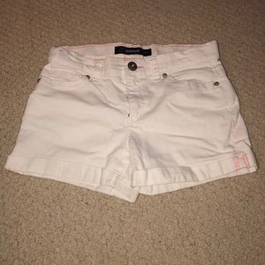 White denim shorts.